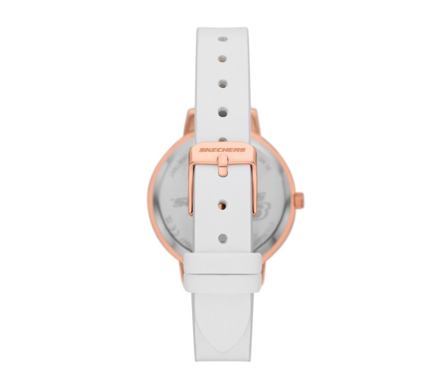 Femme SKECHERS Montres | White Strap Rose Gold Watch