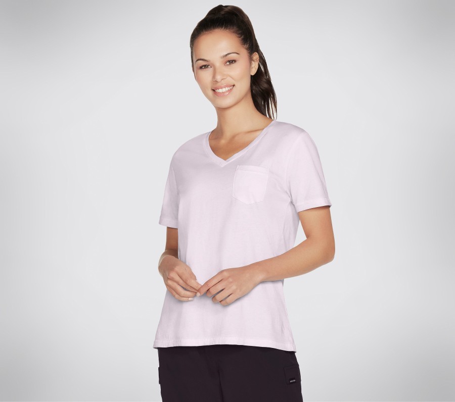 Femme SKECHERS Hauts | Diamond Wash Hatha V-Neck Pocket Tee