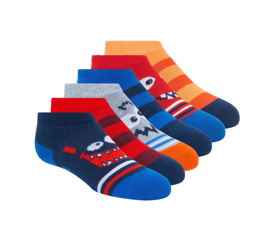 Enfant SKECHERS Chapeaux | Low Cut Monster Socks - 6 Pack