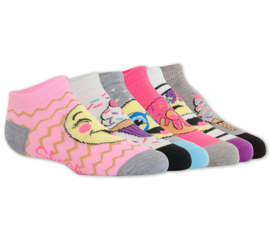 Enfant SKECHERS Chapeaux | 6 Pack Low Cut Emoji Ice Cream Socks