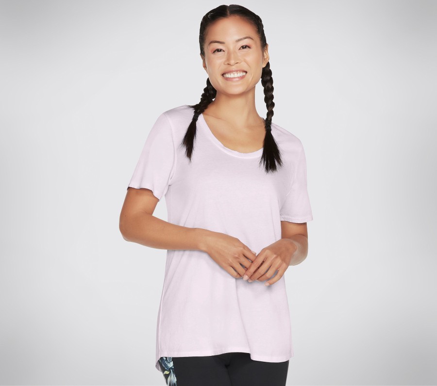 Femme SKECHERS Hauts | Diamond Wash Hatha Scoop Neck Tunic Tee