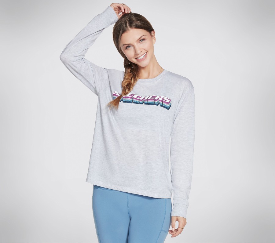 Femme SKECHERS Hauts | Skechers Go Lounge Stacked Long Sleeve Tee