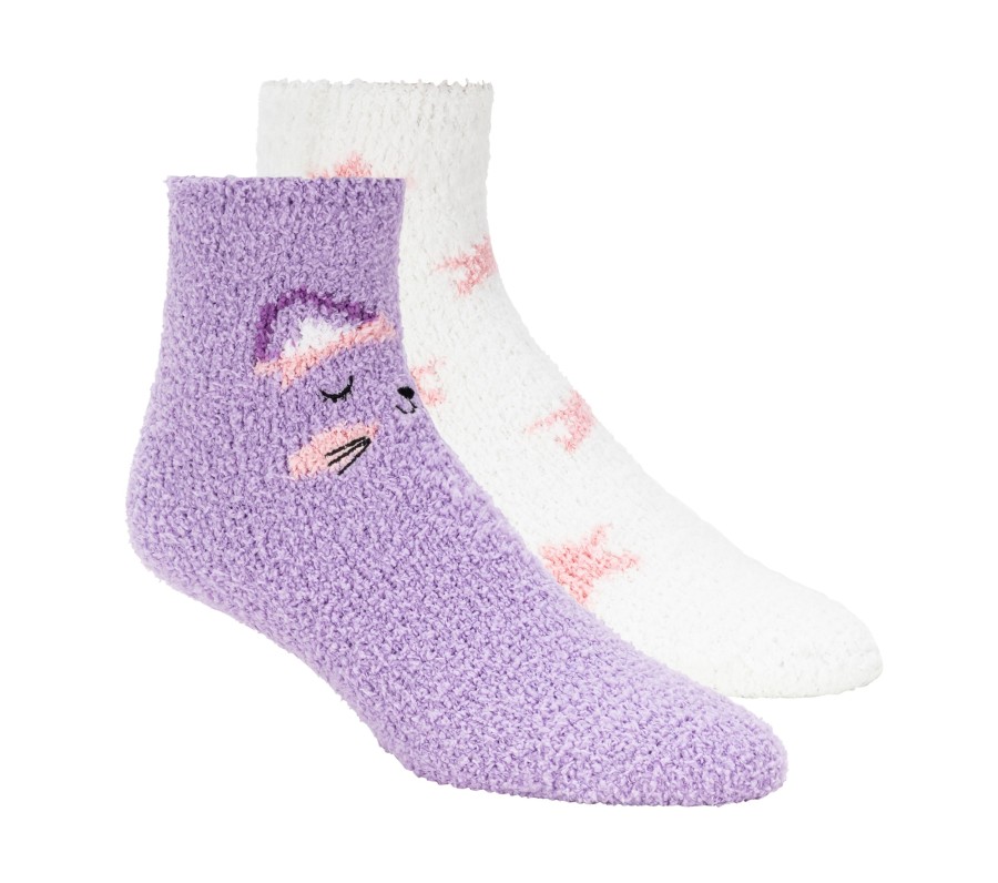 Femme SKECHERS Chaussettes | 2 Pack Cat Cozy Crew Socks