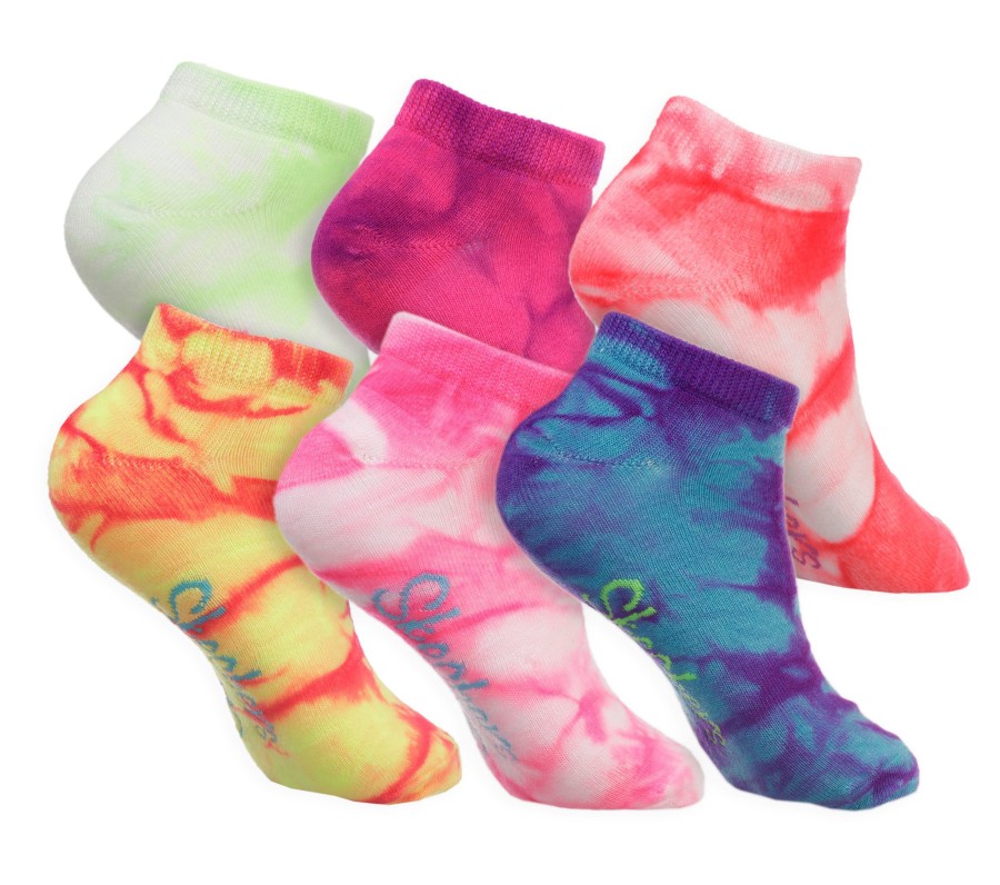 Enfant SKECHERS Chapeaux | 6 Pack Tie Dye Sport Fashion Socks