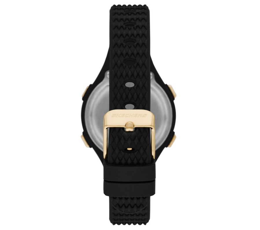 Femme SKECHERS Montres | Elkwood Gold Bezel Black Watch